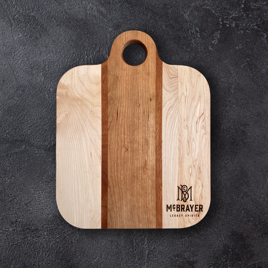 Bourbon Barrel Charcuterie & Cheese Board With Handle